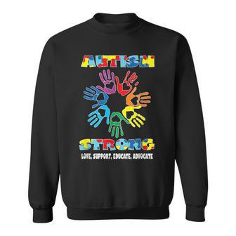 Strong Love Support Advocate Puzzle Ribbon Cool Autism Sweatshirt - Monsterry DE