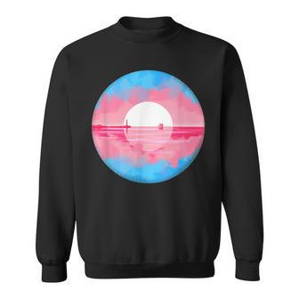 Subtle Trans Pride Flag Coastal Sunrise Sweatshirt - Monsterry