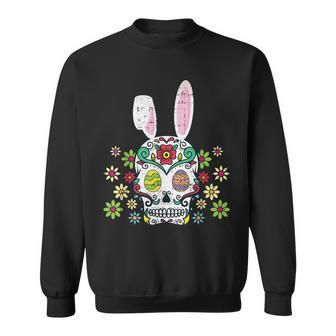 Sugar Skull Happy Easter Bunny Ears Cute Sweatshirt - Monsterry