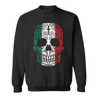 Sugar Skull Mexican Flag Cinco De Mayo Dia De Los Muertos Sweatshirt - Monsterry