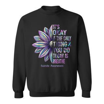 Suicide Prevention Awareness Teal Ribbon And Sunflower Sweatshirt - Monsterry