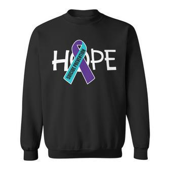Suicide Prevention Purple Turquoise Ribbon Hope Sweatshirt - Monsterry