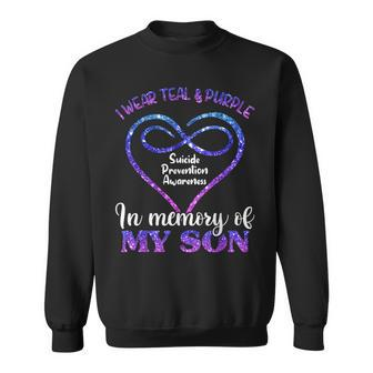 Suicide Prevention Teal & Purple In Memory Of My Son Sweatshirt - Monsterry UK