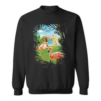 Summer In Paradise With Exotic Pink Flamingos Sweatshirt | Mazezy