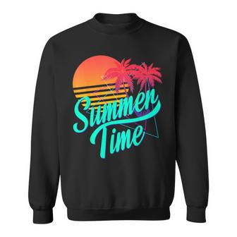 Summer Time Retro 80S Beach Scene With Palm Trees & Sunset Sweatshirt - Monsterry CA