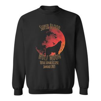 Super Blood Wolf Moon January 20 2019 Lunar Eclipse Sweatshirt | Mazezy