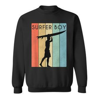 Surfer Boy Surf Illustration Surf Boy Throwback Sweatshirt - Monsterry UK
