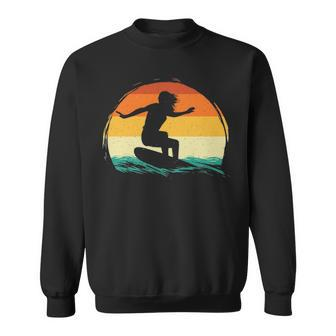 Surfer Girl Surfing Surfboard Lover Surfboarding Waves Sweatshirt | Mazezy