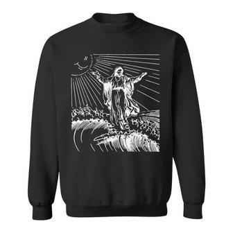 Surfing Jesus Cool Christian Surf Vintage Sweatshirt | Mazezy