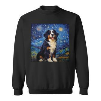 Surreal Starry Night Bernese Mountain Dog Sweatshirt | Mazezy