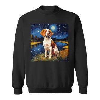 Surreal Starry Night Brittany Spaniel Dog Sweatshirt - Seseable