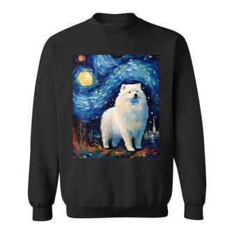 Surreal Starry Night Samoyed Dog Sweatshirt | Mazezy