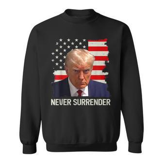 Never Surrender Trump Hot President 2024 American Flag Sweatshirt - Thegiftio UK