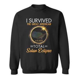 I Survived The Great American Apr 8 2024 Total Solar Eclipse Sweatshirt - Seseable