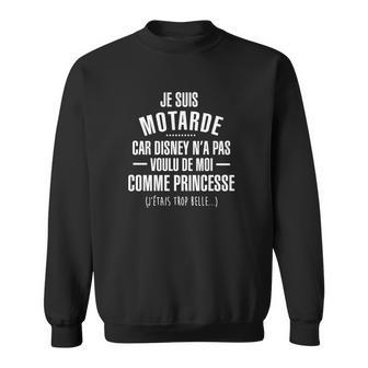 Sweater Unisexe Noir Je Suis Motarde, Pas Princesse Disney Humour Moto - Cadeauxyz