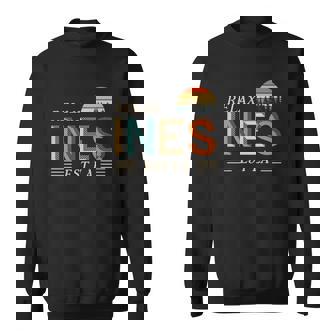 Sweater Unisexe Noir RELAX INES EST LÀ, Design Avec Coucher de Soleil - Cadeauxyz