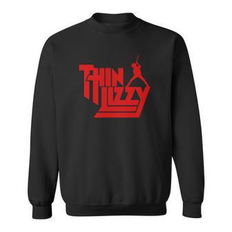 Sweater Unisexe Thin Lizzy Logo Noir, Silhouette Guitare et Vierge Marie - Cadeauxyz