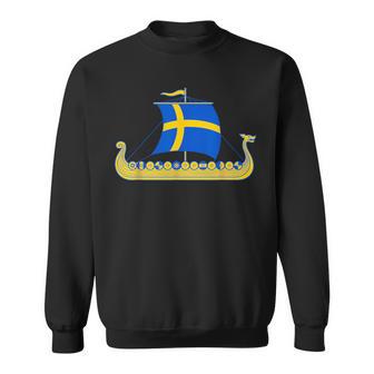 Swedish Viking Ship Sverige Sweden Flag Boat Viking Sweatshirt - Monsterry