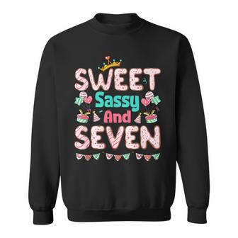 Sweet Sassy And Seven Birthday For Girls 7 Year Old Sweatshirt - Monsterry DE