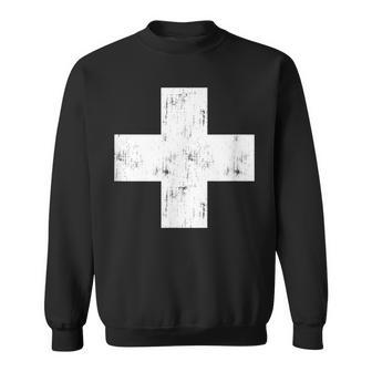 Swiss Vintage Cross Flag Switzerland Sweatshirt - Seseable