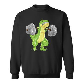 T-Rex Dinosaur Squat Bodybuilder Powerlifting Gym Sweatshirt - Monsterry