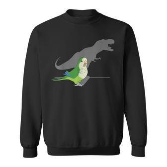 T-Rex Green Monk Parakeet Birb Memes Screaming Parrot Sweatshirt - Monsterry UK