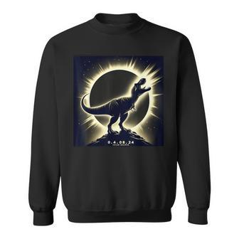 T-Rex Solar Eclipse 2024 Dinosaur April 8 2024 Total Eclipse Sweatshirt - Monsterry