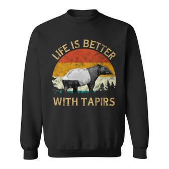 Tapir Lover Retro Vintage Tapir Sunset Tree Life With Tapirs Sweatshirt - Monsterry