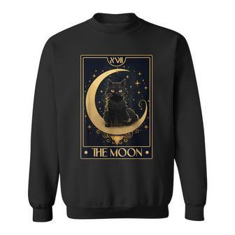 Tarot Card The Crescent Moon Black Cat Gothic Trendy Women Sweatshirt | Mazezy AU