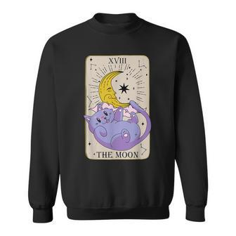 Tarot Card The Moon Xviii Kawaii Goth Pastel Cat Mystical Sweatshirt - Thegiftio UK