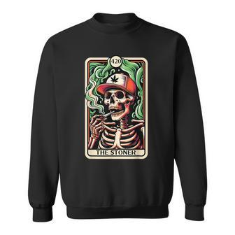 Tarot Card The Stoner Weed Lover Skeleton Cannabis 420 Sweatshirt - Seseable