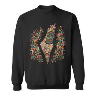 Tatreez Tapestry The Map Of Palestine Sweatshirt - Monsterry