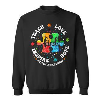 Teacher Autism Awareness Teach Hope Love Inspire Sweatshirt | Mazezy UK