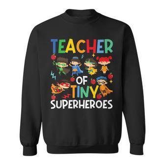 Teacher Of Tiny Superheroes Teach 100Th Day Of School Sweatshirt - Thegiftio UK