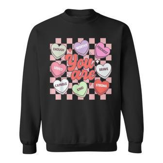Teacher Valentines Day Candy Heart Sweatshirt - Seseable