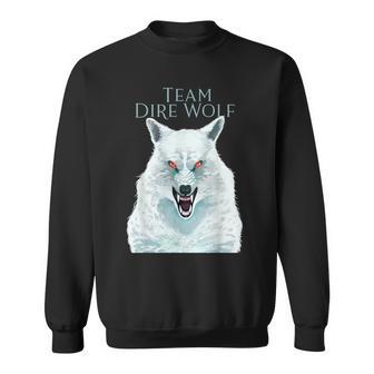 Team Dire Wolf Snarling White Wolf T Sweatshirt - Monsterry AU