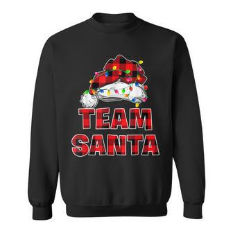 Team Santa Red Plaid Claus Hat Matching Family Christmas Sweatshirt - Seseable
