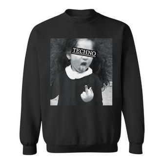 Techno Child With Tongue And Middle Finger Rave-Fun Sweatshirt - Thegiftio UK
