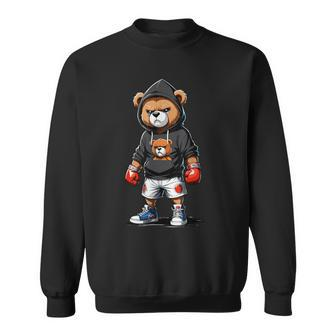 Teddy Bear Gangster Boxer With Hip Hop Street Clothes Sweatshirt - Thegiftio UK