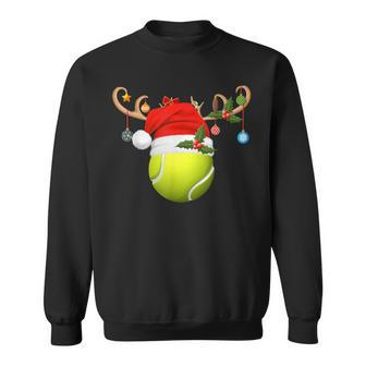 Tennis Player Reindeer Santa Hat Tennis Ball Christmas Sweatshirt - Monsterry UK