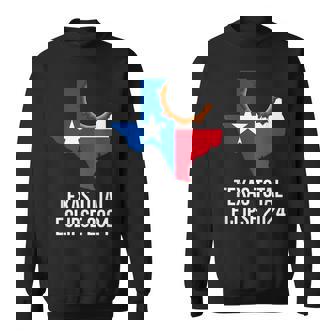 Texas Flag Solar Eclipse 2024 Tx State Outline Eclipse Sweatshirt | Mazezy