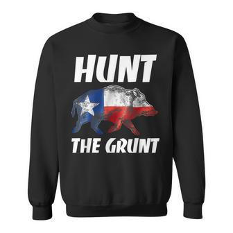 Texas Hunt The Grunt Hog Vintage Wild Boar Hunting Dad Sweatshirt - Monsterry UK