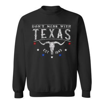 Texas Longhorn Skull Don't Mess With Us Sweatshirt - Thegiftio UK