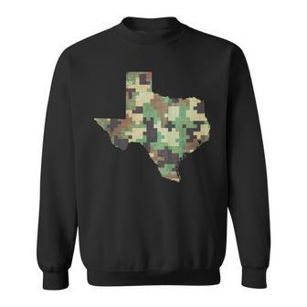 Texas Map Camo Outdoor Camouflage Hunters Military Sweatshirt - Monsterry