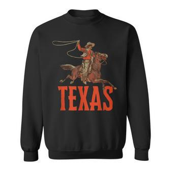 Texas Retro Roping Cowboy Vintage Graphic Sweatshirt - Monsterry UK