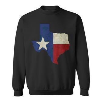 Texas State Map Flag Distressed Sweatshirt - Monsterry DE