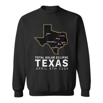 Texas Total Solar Eclipse 2024 Path Of Totality Texas Map Sweatshirt - Monsterry AU