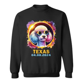 Texas Total Solar Eclipse 2024 Poodle Dog Colorful Sweatshirt - Monsterry