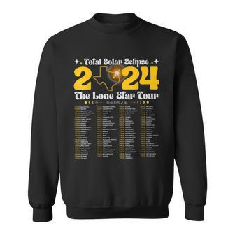 Texas Total Solar Eclipse 2024 Tour Retro Rock Concert Sweatshirt | Mazezy