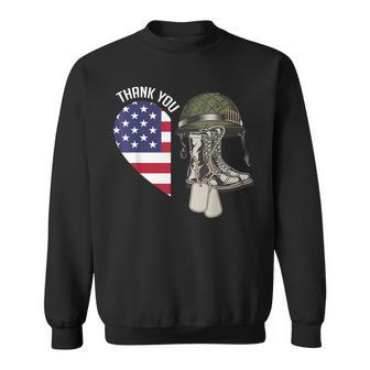 Thank You Heart Flag Veterans Memorial Partiotic Military Sweatshirt - Monsterry DE